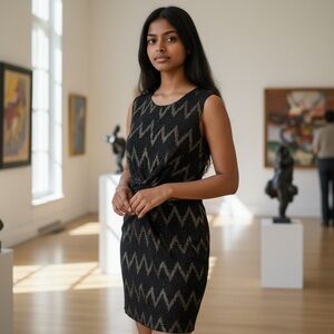 Elegant Black and Gold Chevron Dress, size small